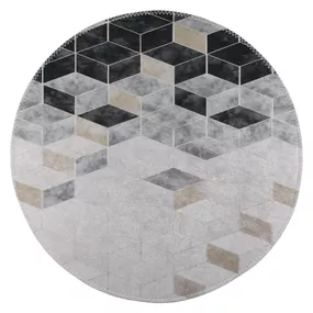 Biely/sivý umývateľný okrúhly koberec ø 80 cm – Vitaus