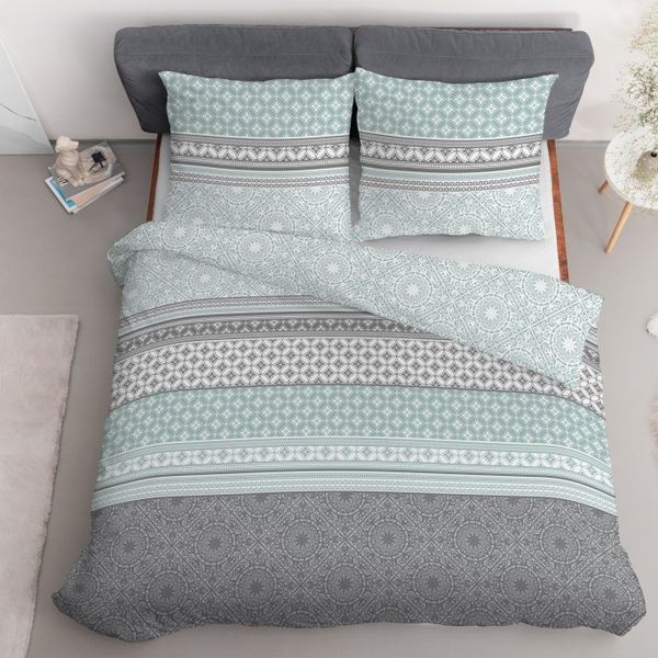 Vzorovaná modrá posteľná bielizeň z bavlneného saténu 3 časti: 1ks 160x200 + 2ks 70x80 Modrá