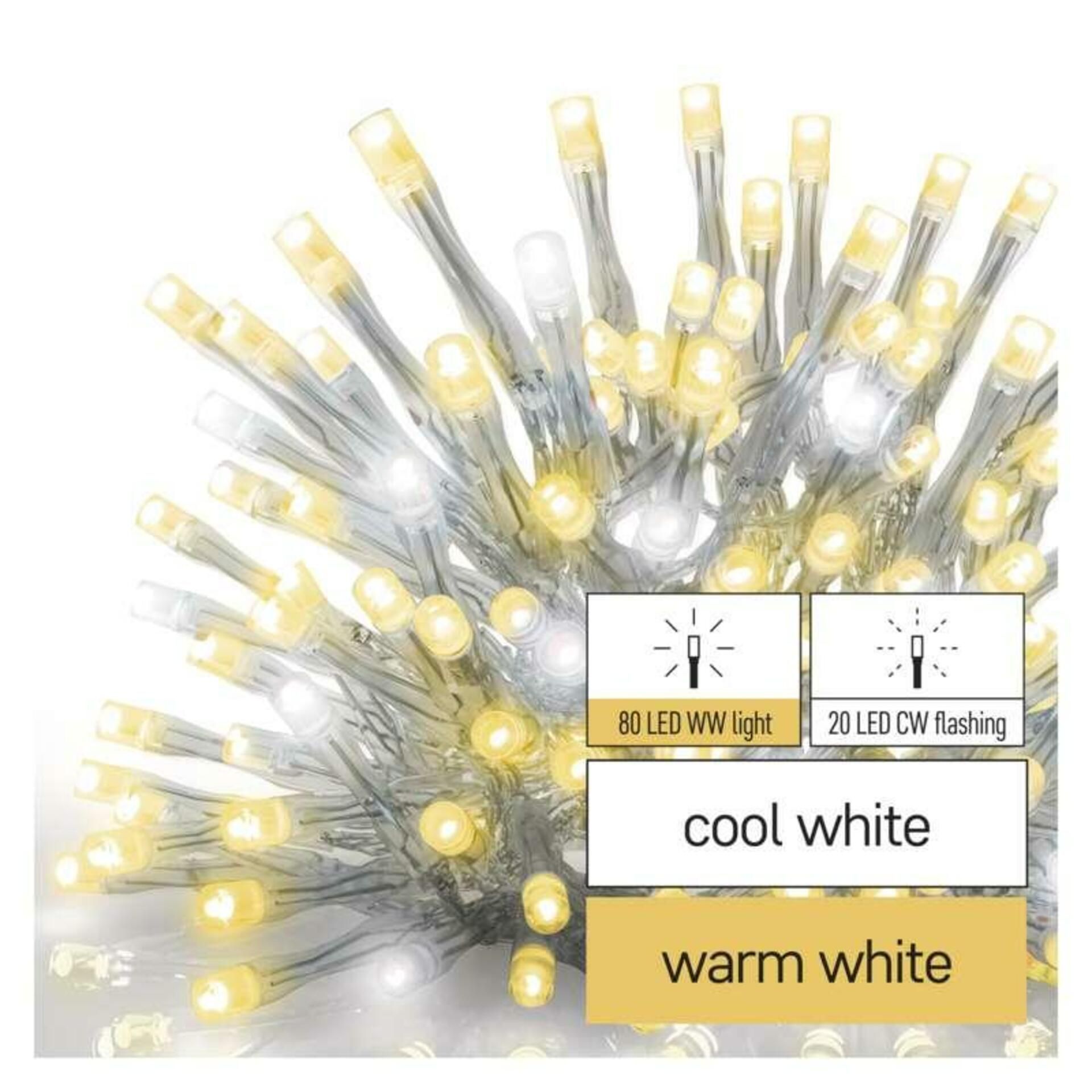 EMOS Standard LED spojovací řetěz blikající – rampouchy, 2,5 m, venkovní, teplá/studená bílá D1CN01