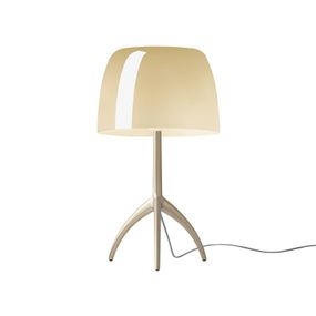 Foscarini Lumiere grande krémová stmievateľná, Obývacia izba / jedáleň, ručne fúkané sklo, hliník, E27, 12W, K: 45cm