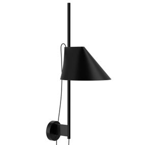 Louis Poulsen Yuh – nástenné LED svietidlo, čierne, Obývacia izba / jedáleň, odliatok hliníkovej zliatiny, mosadz, 10W, K: 62.6cm
