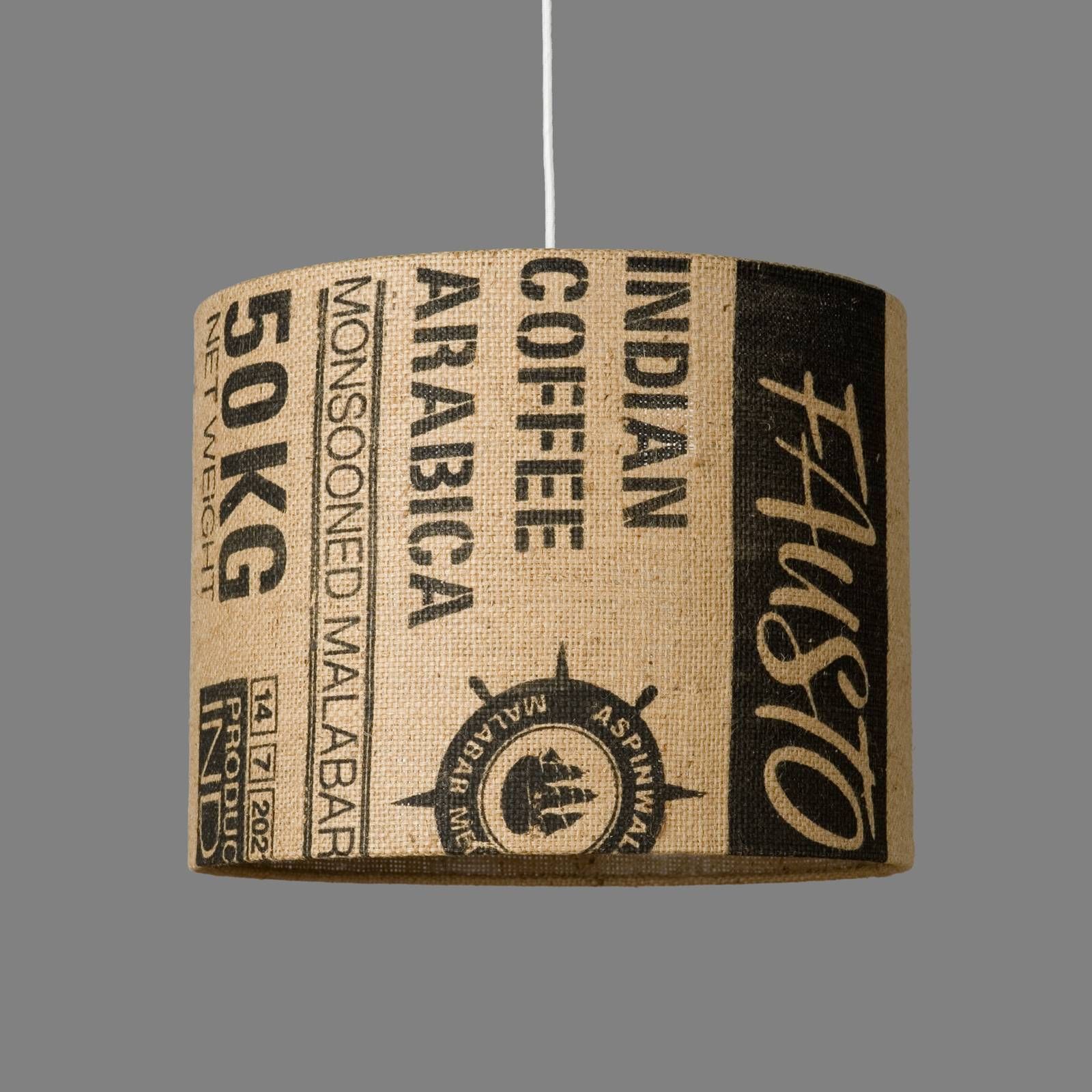 lumbono Závesná lampa N°93 Perlbohne tienidlo kávové vrece, Obývacia izba / jedáleň, jutový textil, kov, E27, 60W, K: 35cm
