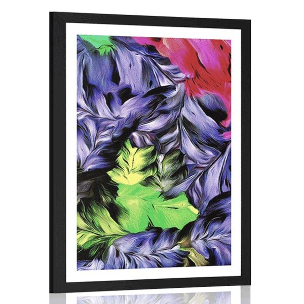 Plagát s paspartou retro ťahy kvetov - 20x30 black