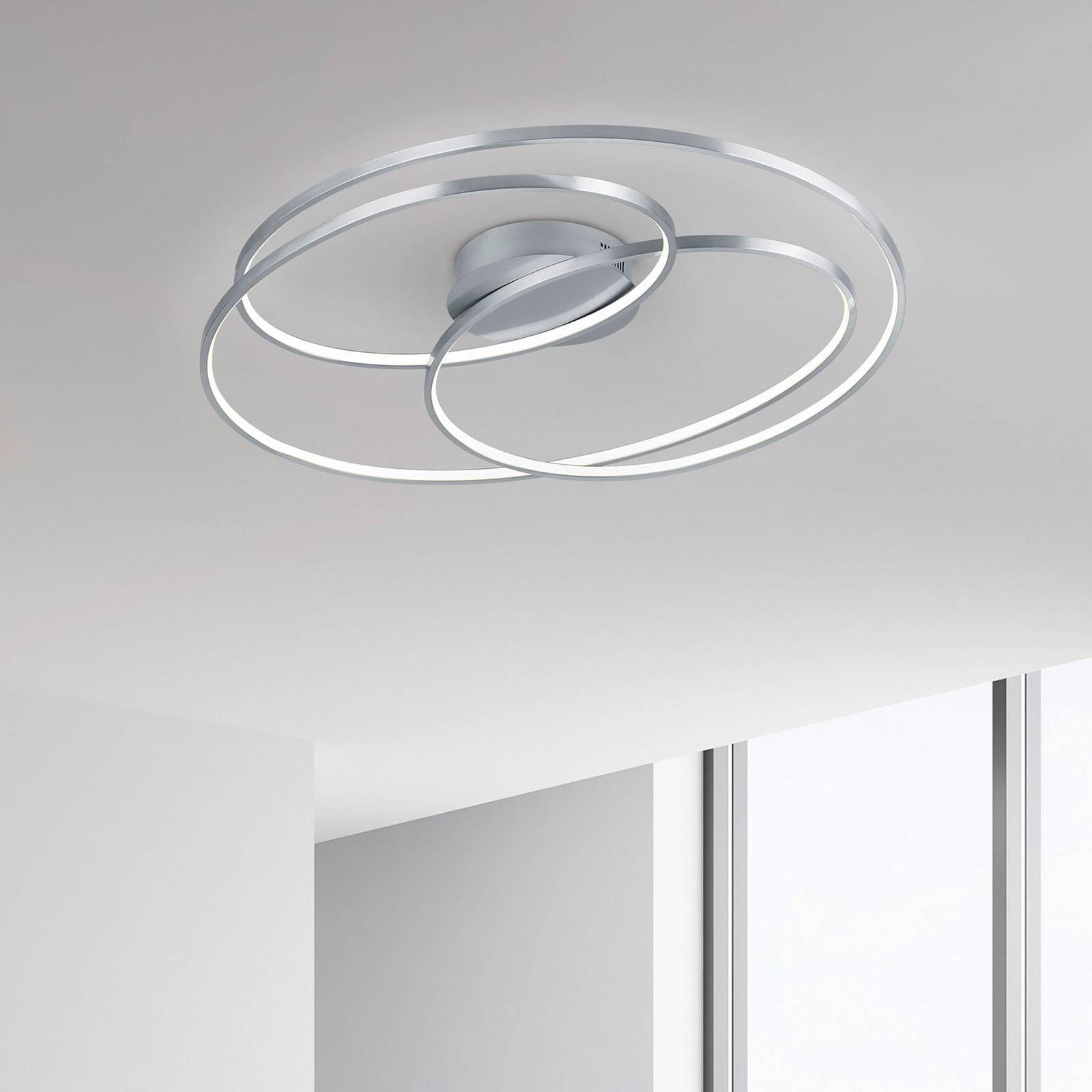 Trio Lighting Stropné LED svietidlo Gale, 80 cm, nikel matný, Obývacia izba / jedáleň, kov, 50W, P: 80 cm, L: 65 cm, K: 14cm