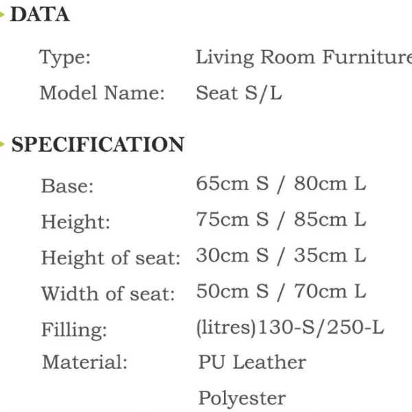 Sedací vak Seat L TiaHome - čierna