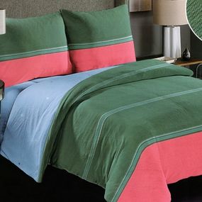 DomTextilu Obojstranné posteľné obliečky 3 časti: 1ks 200x220 + 2ks 70 cmx80 Zelená 29488-165414