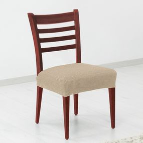 Poťah elastický na sedák stoličky, komplet 2 ks Denia, smotanový