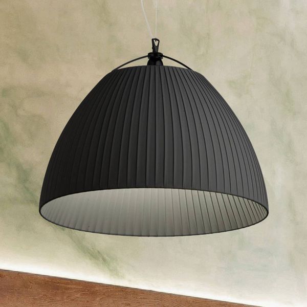 Modo Luce Olivia závesná lampa Ø 60 cm čierna, Obývacia izba / jedáleň, kov, Plisé látka, E27, 70W, K: 45cm