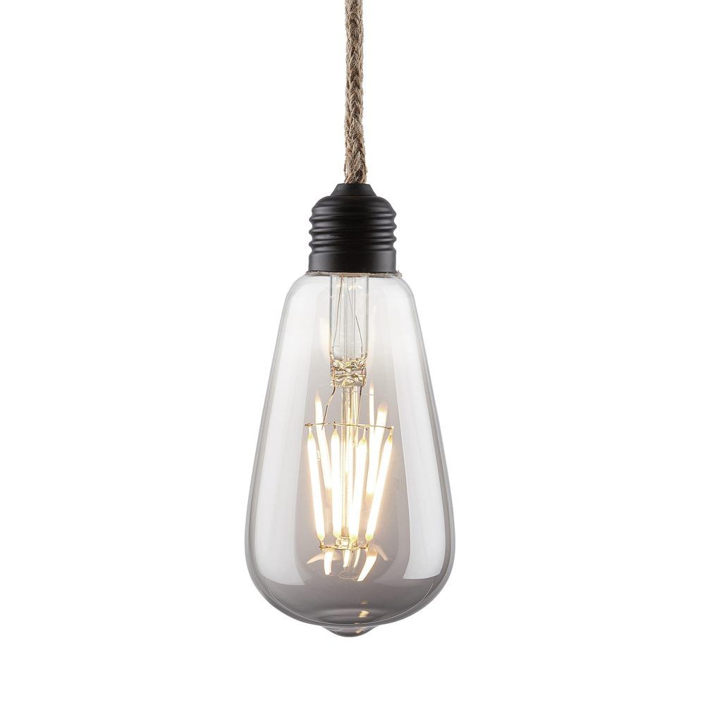 Butlers BULB LIGHT LED Žiarovka s jutovým lanom 110 cm - čierna