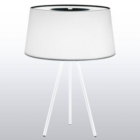 Kundalini Tripod stolná lampa biela/rám biely, Obývacia izba / jedáleň, látka, kov, E14, 40W, K: 50cm