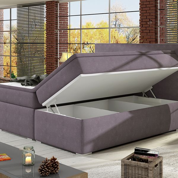 Čalúnená manželská posteľ s úložným priestorom Diana 140 - fialová