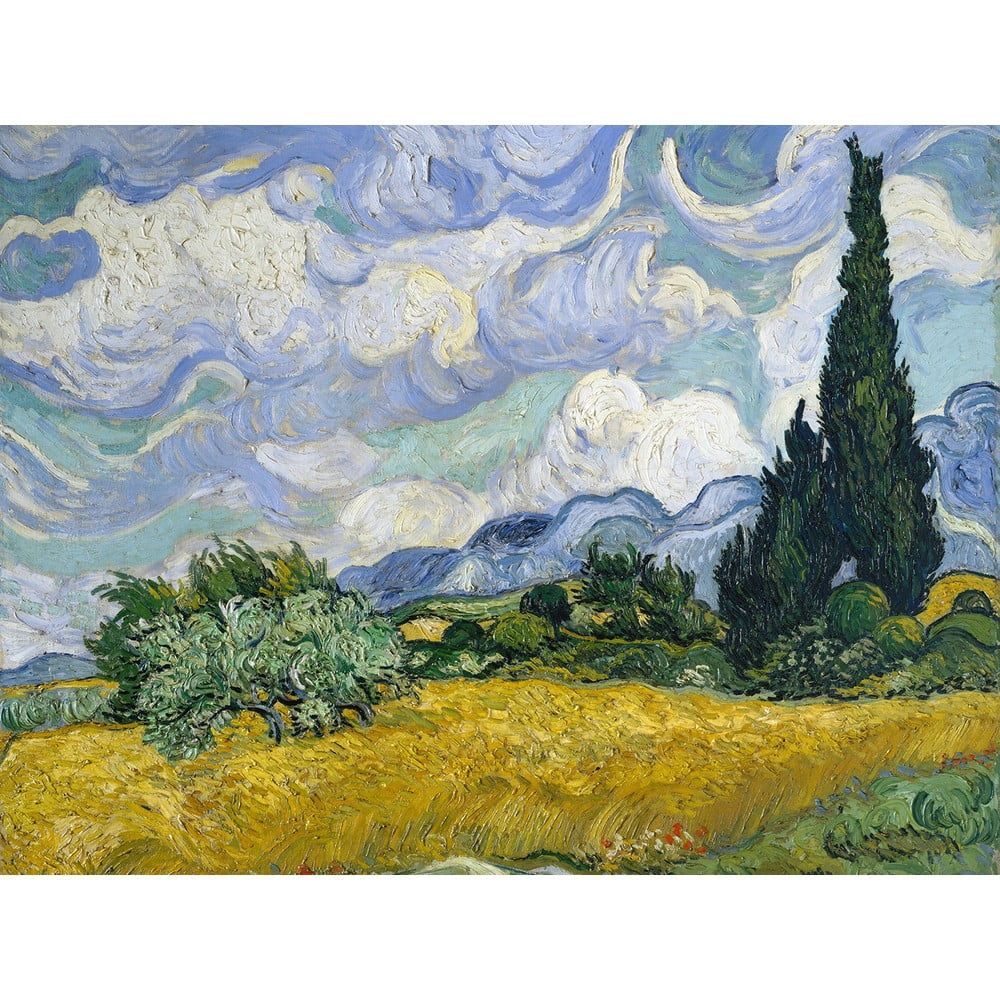 Reprodukcia obrazu Vincent van Gogh - Wheat Field with Cypresses, 60 x 45 cm