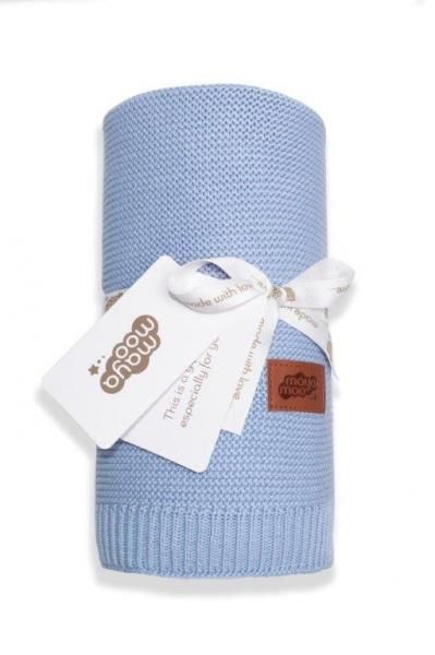 Pletené deky pre bábätka Maya Moo modrá