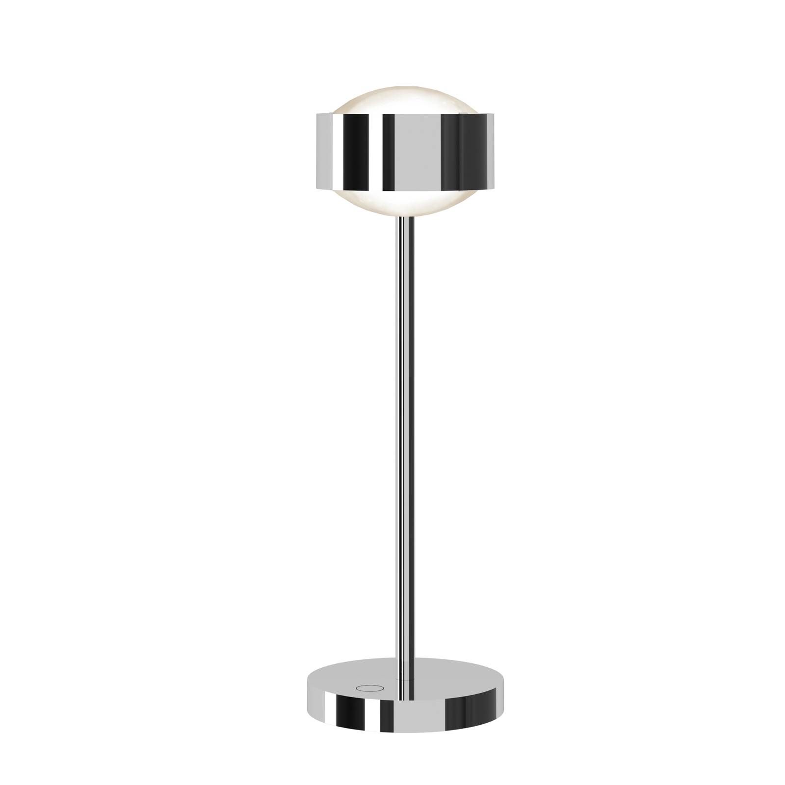 Top Light Puk! 120 Eye stolová LED lampa chróm šošovka matná, Obývacia izba / jedáleň, hliníkový zinok, látka, sklo, 12W, K: 37cm