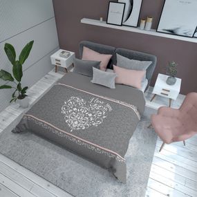 DomTextilu Prehoz na posteľ s motívom ružového srdiečka Šírka: 170 cm | Dĺžka: 210 cm 34590-166475