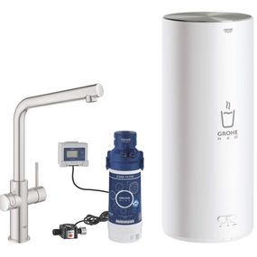 Grohe Red - Drezová batéria Duo s ohrevom vody a filtráciou, zásobník L, supersteel 30325DC1