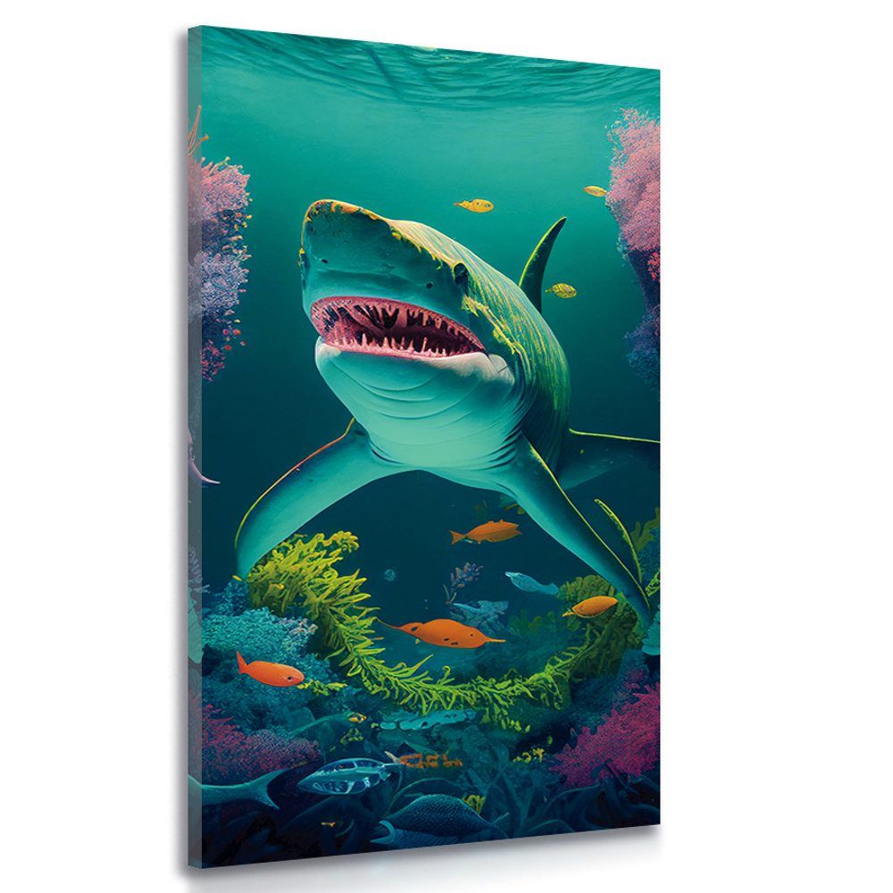 Obraz žralok v surrealizme - 60x120