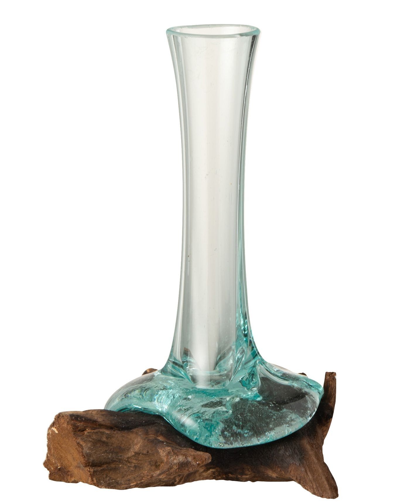 Sklenená úzka váza na koreni dreva Gamal S - 17*13*16 cm