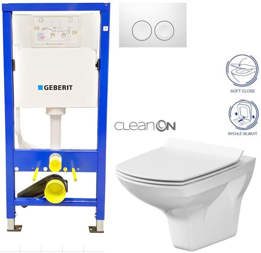 GEBERIT DuofixBasic s bielym tlačidlom DELTA21 + WC CERSANIT CLEANON CARINA + SEDADLO 458.103.00.1 21BI CA3