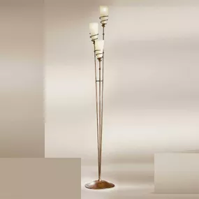 Lam Stojaca lampa Daniele v antickej mosadzi, Obývacia izba / jedáleň, mosadz, scavo sklo, E14, 40W, K: 184cm