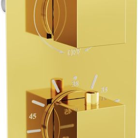 MEXEN - Cube termostatiská batérie sprcha / vaňa 2-output gold 77502-50