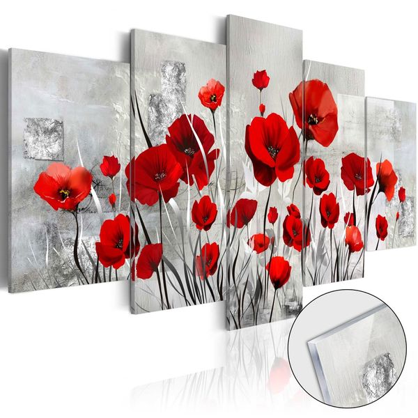 Obraz červených kvetov na akrylátovom skle - Scarlet Cloud - 100x50