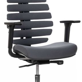 MERCURY kancelárska stolička FISH BONES PDH čierny plast, tmavo šedá 26-60-5, 3D podrúčky