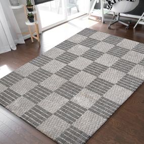DomTextilu Obojstranný koberec sivej farby s kockami 26806-154914