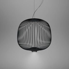 Foscarini Spokes 2 piccola MyLight stmieva čierna, Obývacia izba / jedáleň, lakovaná oceľ, hliník, 19W, K: 35cm