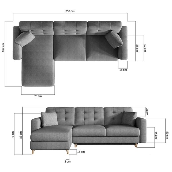 Rohová sedačka s rozkladom a úložným priestorom Aveza L/P - čierna (Soft 11)