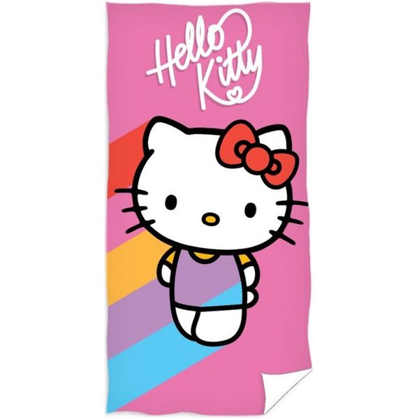 Carbotex · Bavlnená plážová osuška Hello Kitty - motív Rainbow - 100% bavlna,  froté s gramážou 300 gr./m2 - 70 x 140 cm