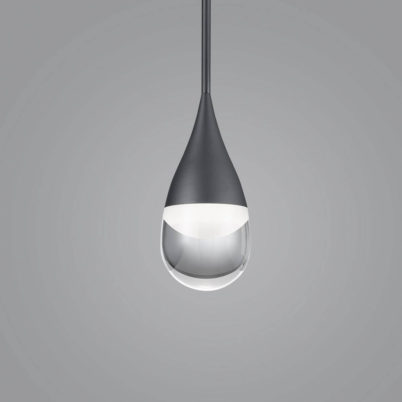 Helestra Deep závesné LED svietidlo, matná čierna, Obývacia izba / jedáleň, hliník, sklo, 5.5W, K: 32.5cm