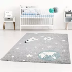 DomTextilu Kvalitný detský sivý koberec vesmír 42036-197460