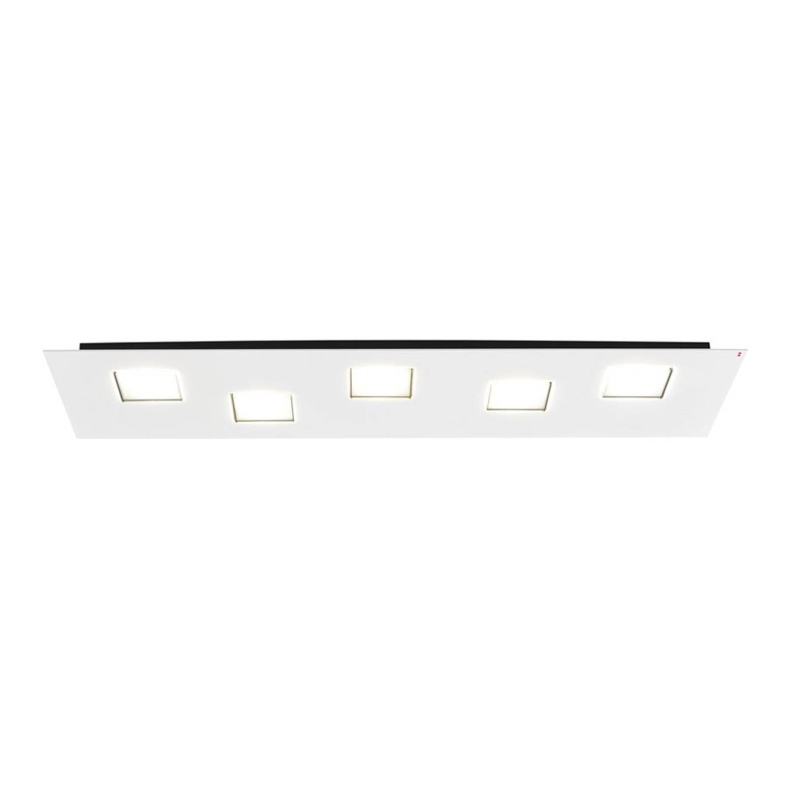 Fabbian Quarter biele stropné LED svetlo 5-pl., Obývacia izba / jedáleň, hliník, polykarbonát, 4.5W, P: 70 cm, L: 20 cm, K: 3.5cm