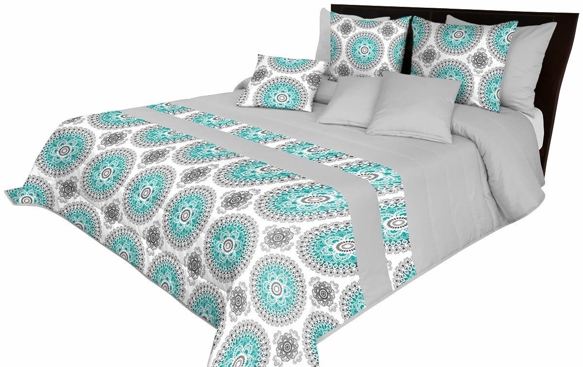 DomTextilu Elegantné tyrkysovo-sivé prehozy na posteľ s krásnym vzorom Šírka: 240 cm | Dĺžka: 260 cm 62673-237379