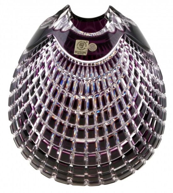 Krištáľová váza Quadrus, farba fialová, výška 135 mm