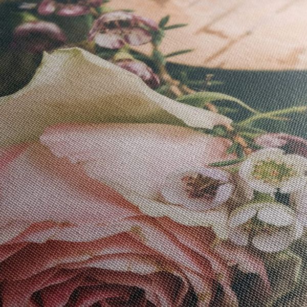 Obraz ruža a srdiečko vo vintage prevedení - 120x60