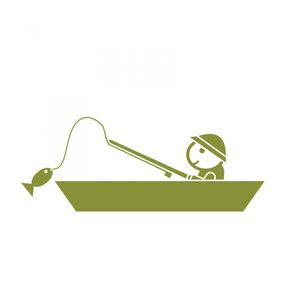 Pieris design Rybár - nálepka na stenu studená zelená