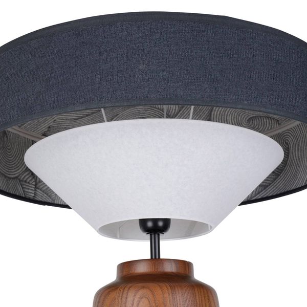 MARKET SET Mokuzai stolová lampa suna, výška 55 cm, Obývacia izba / jedáleň, drevo, žakárová látka, papier murano, E27, 60W, K: 55cm