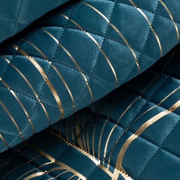 DomTextilu Kvalitný prehoz na posteľ BLANCA tyrkysovej farby so zlatým motívom Šírka: 170 cm | Dĺžka: 210 cm 68594-244171