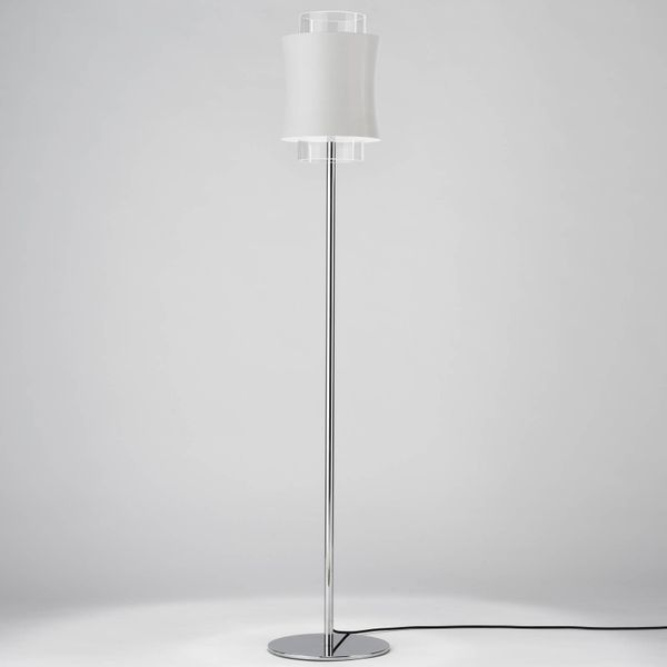 Prandina Fez F1 stojaca lampa biela matná, Obývacia izba / jedáleň, kov, krištáľové sklo, E27, 13W, K: 140cm