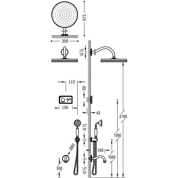 Tres Exclusive - Podomietkový termostatický elektronický sprchový set SHOWER TECHNOLOGY 09226301AC