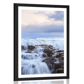 Plagát s paspartou vodopády na Islande - 40x60 black