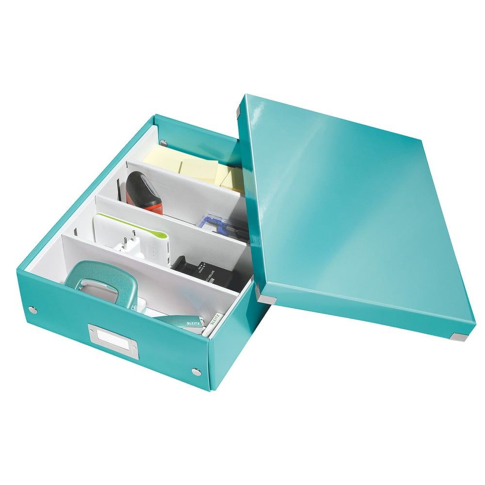 Zelený/tyrkysový kartónový úložný box s vekom 28x37x10 cm Click&Store – Leitz