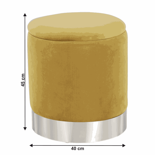 Taburet s úložným priestorom, zlatá Velvet látka/strieborná chróm, DARON