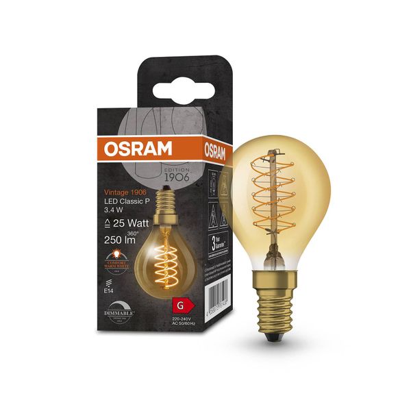 OSRAM Vintage 1906 LED kvapka E14 3, 4 W zlatá dim, sklo, E14, 3.4W, Energialuokka: G, P: 7.8 cm