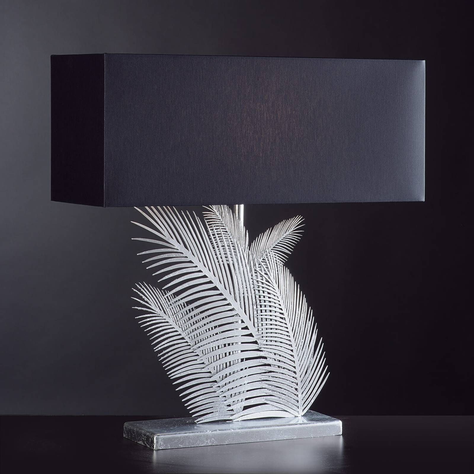 Ferro Luce Vznešená stolná lampa Felce s textilným tienidlom, Obývacia izba / jedáleň, železo, textil, E27, 60W, P: 50 cm, L: 20 cm, K: 55cm