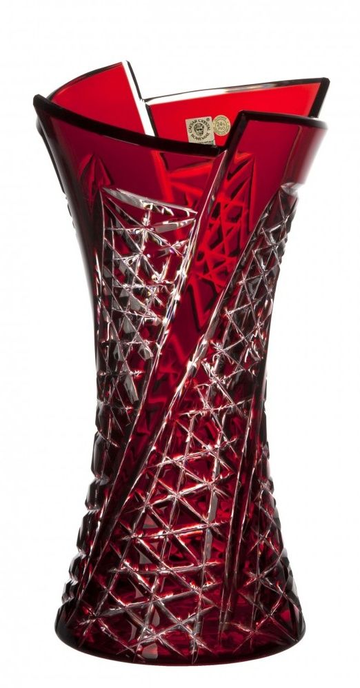 Krištáľová váza Fan, farba rubínová, výška 305 mm