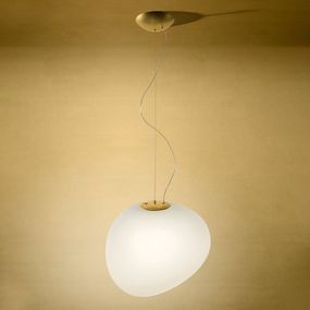 Foscarini MyLight Gregg media závesná lampa, zlatá, Obývacia izba / jedáleň, sklo ručne fúkané, kov, E27, 21W, P: 31 cm, L: 26 cm, K: 26cm