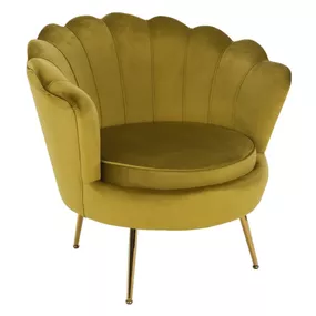  Kreslo v štýle Art-deco, horčicová Velvet látka/gold chróm-zlatý, NOBLIN